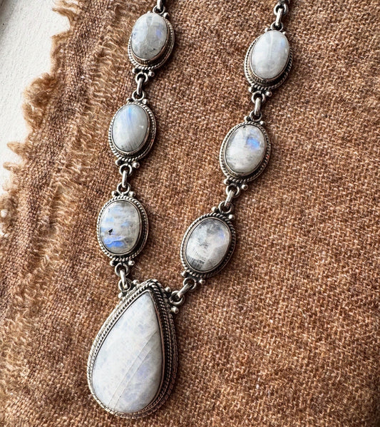 Premium Moonstone Collar - 950 Silver