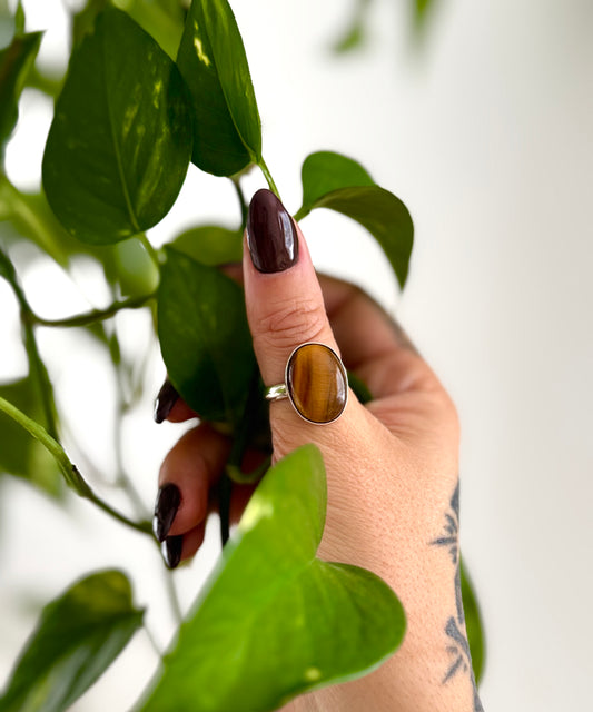 Tiger Eye Ring - 950 Silver