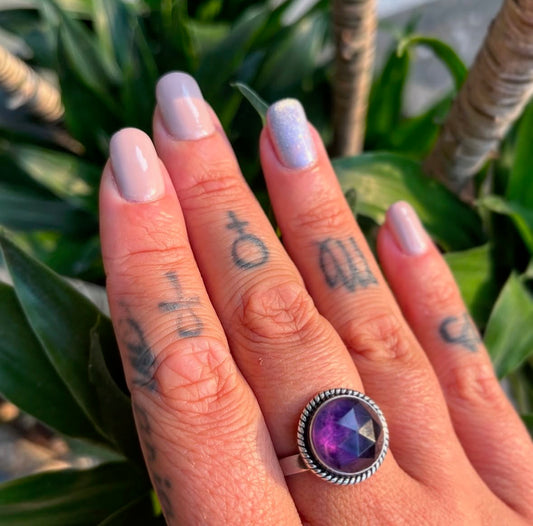 Amethyst Faceted Ring