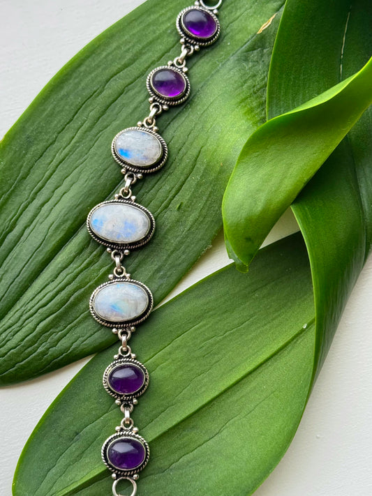 Amethyst and Moonstone Bracelet