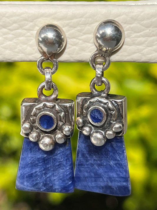 Sodalite Hanging Earrings - 950 Silver