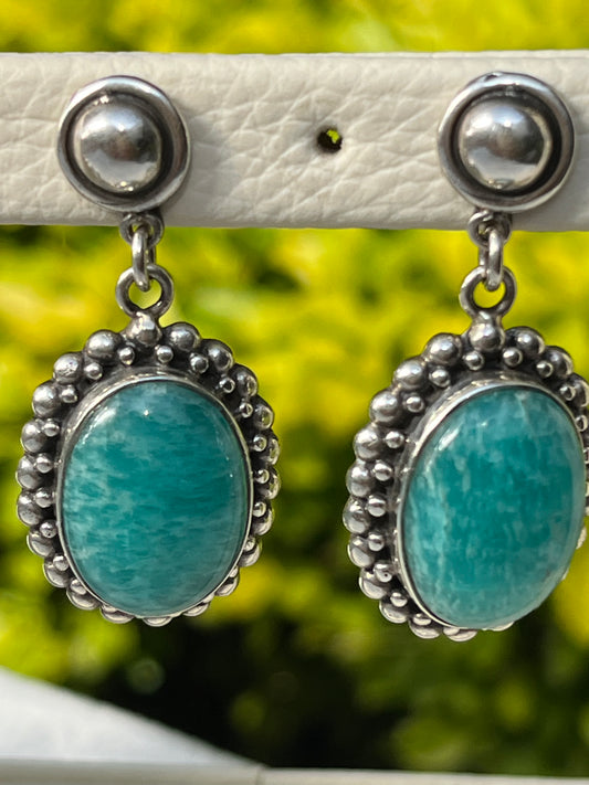 Brazilian Amazonite Earrings - 950 Silver