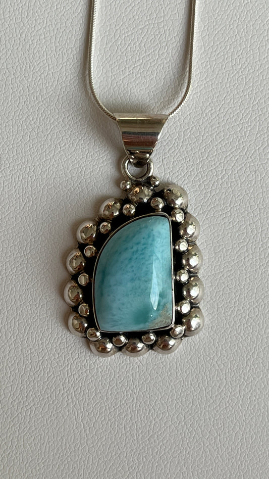 Premium Larimar Pendant - 950 Silver