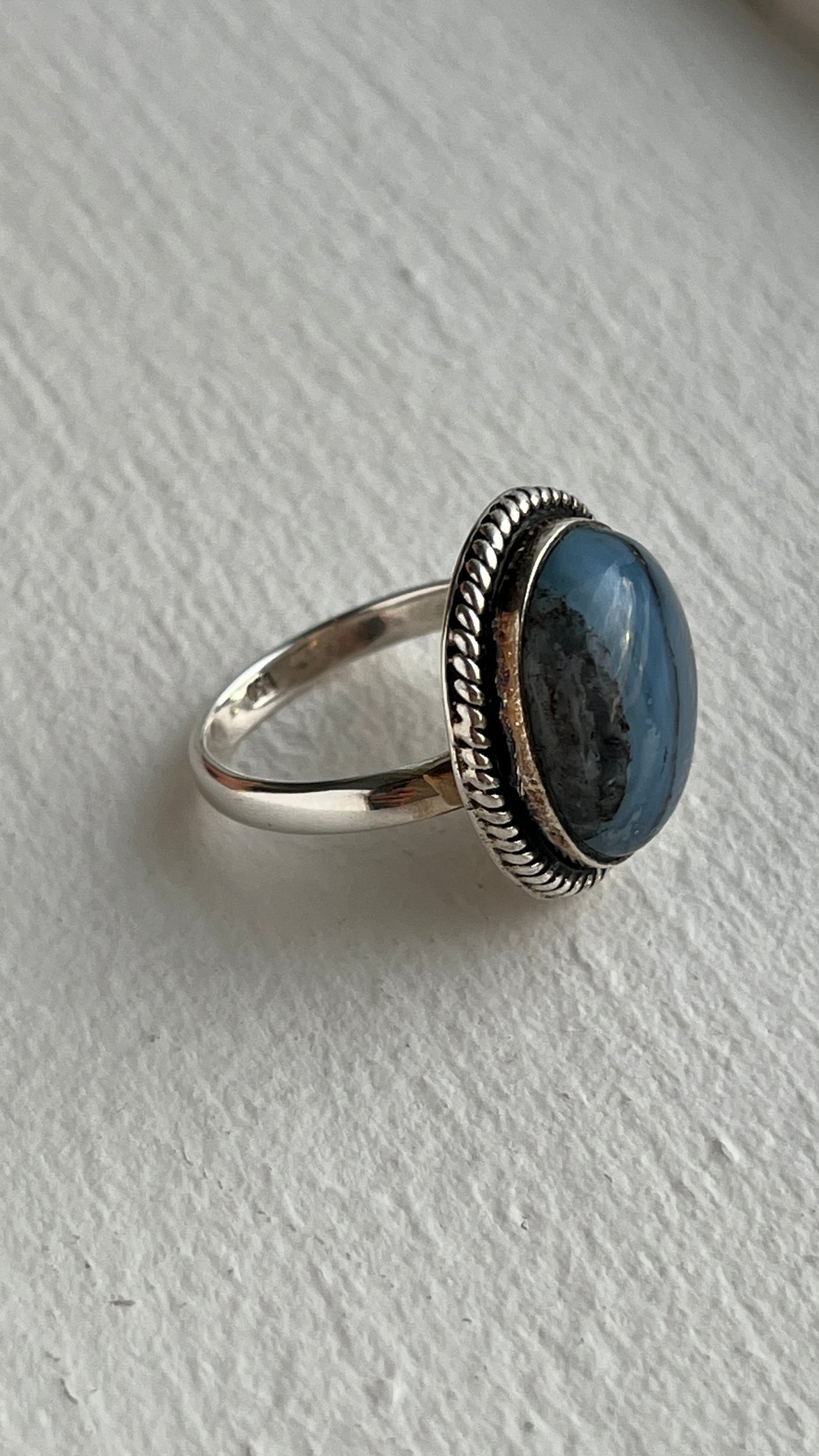 Adjustable Peruvian Opal Ring - 950 Silver