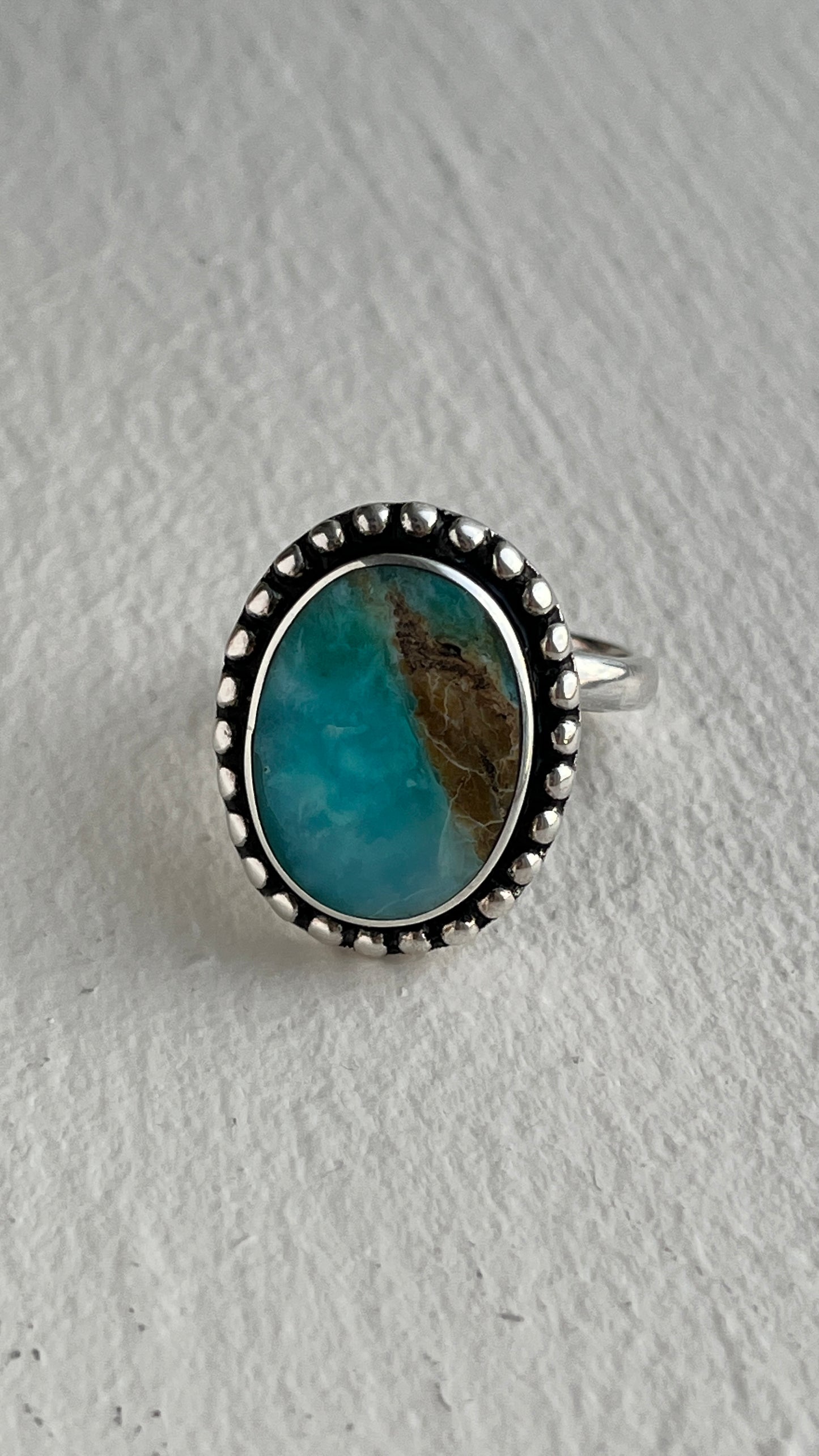 Adjustable Peruvian Opal Ring - 950 Silver