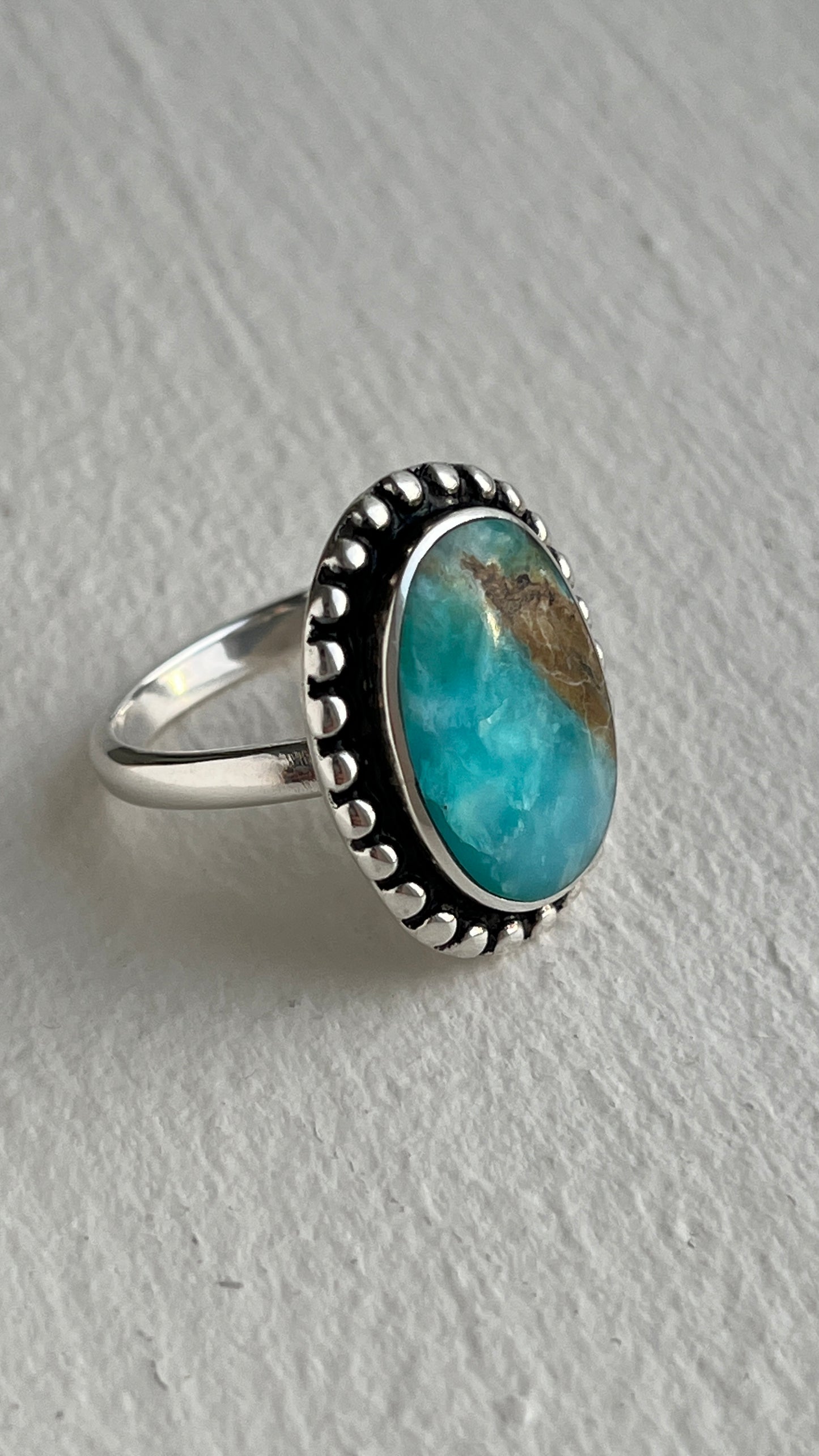 Adjustable Peruvian Opal Ring - 950 Silver