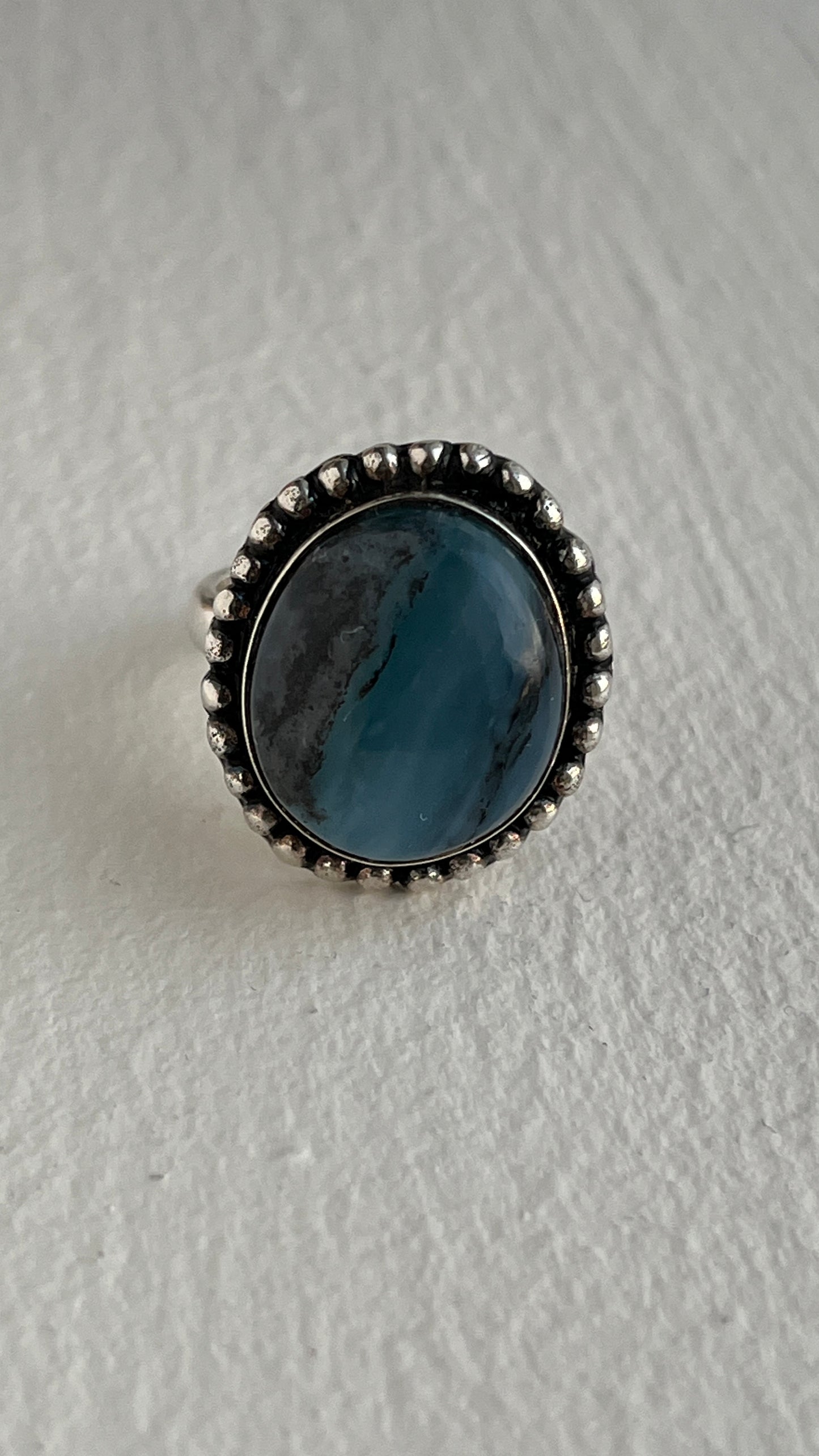 Adjustable Peruvian Opal Ring - 950 Silver