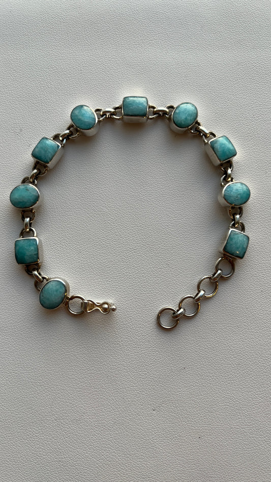 Adjustable Amazonite Bracelet - 950 Silver